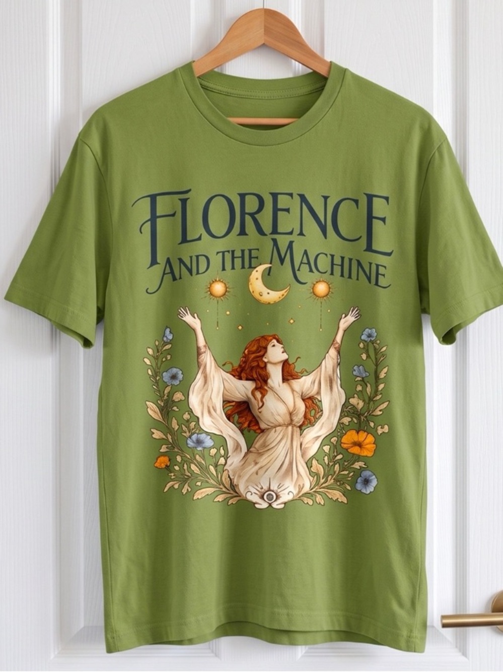 Women's Green Florence and The Machine Graphic Tee, Vintage Fairy Outfit